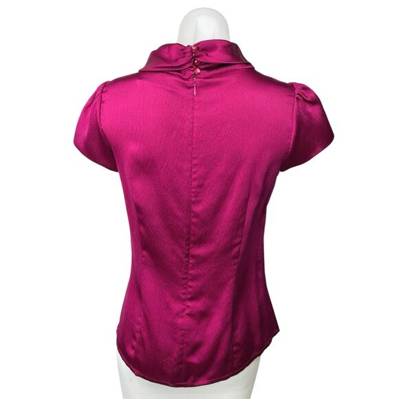 Classiques Entier Purple 100% Silk Ruffle Short Sleeve Shirt Blouse Top Size S - Picture 2 of 5